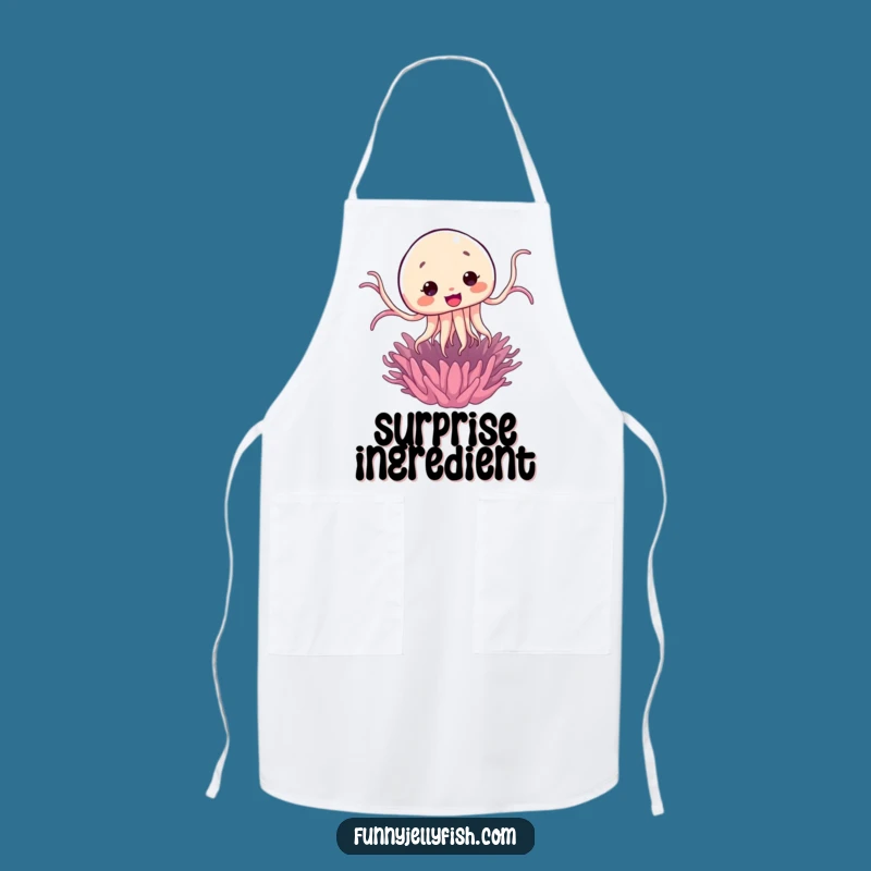 Funny Kawaii Jellyfish Jump Apron: Cook with Surprise, Comical Sea Gift!