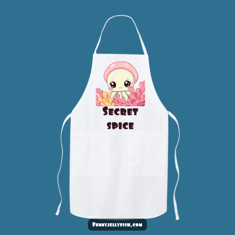 Funny Curious Jellyfish Apron: Sparkling Eyes Peeking Perfect Kitchen Gift
