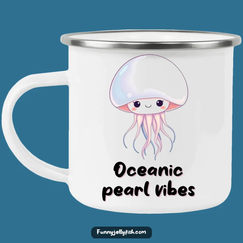 Funny Kawaii Jellyfish Pearl Camping Mug: Cute Outdoorsy Gift, Hilarious Humorous