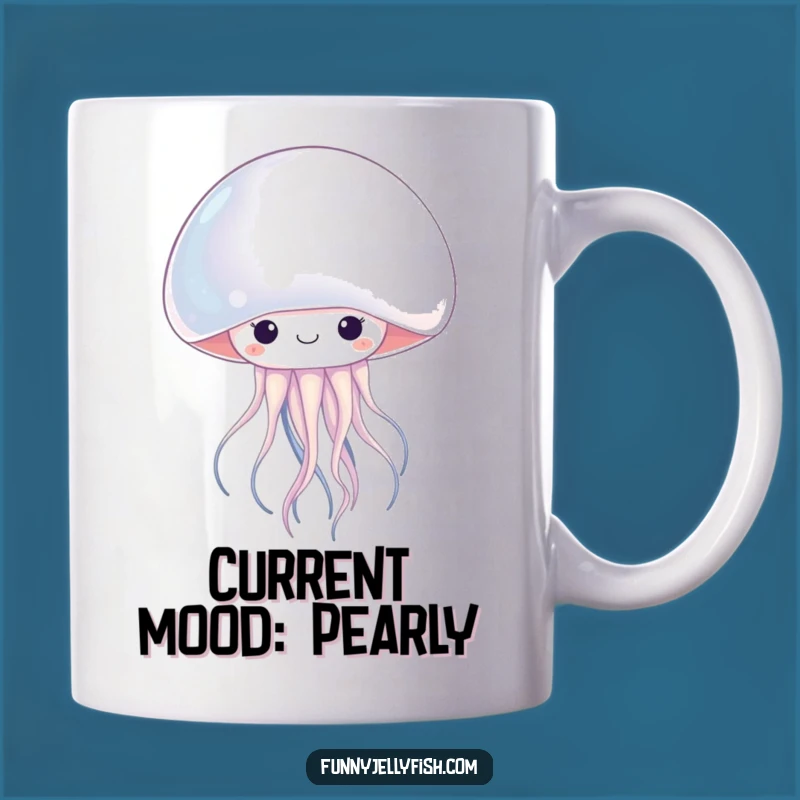 Funny Kawaii Jellyfish Pearl Mug: Adorable Ocean Friend, Perfect Humorous Gift