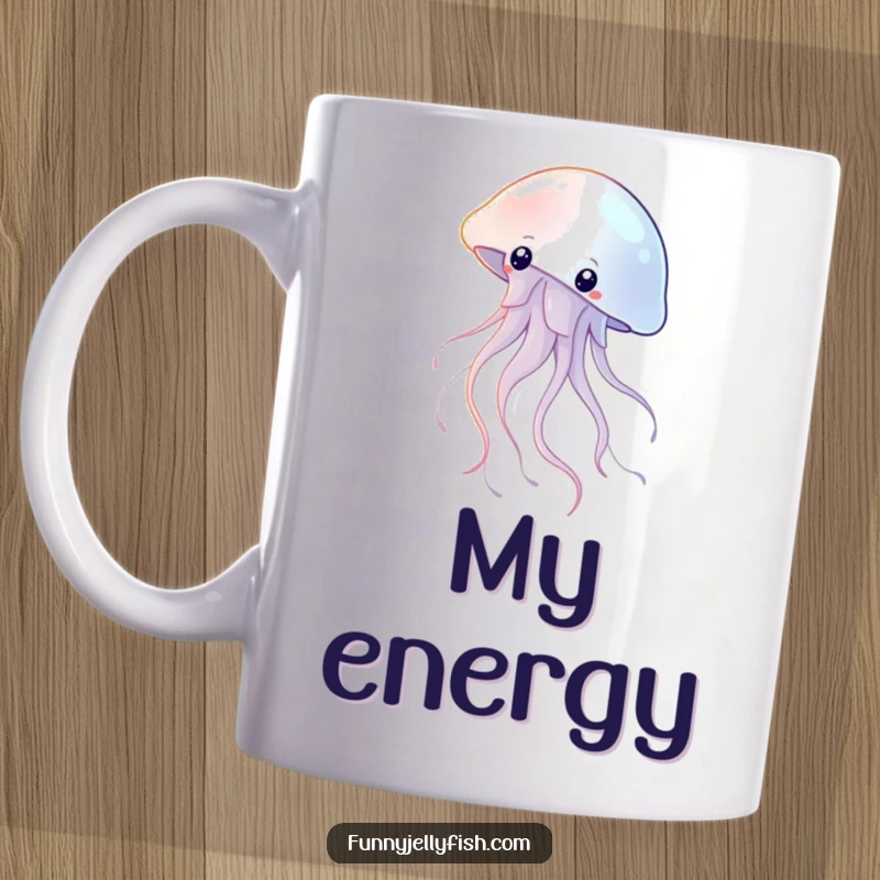 Funny Mug of a Graceful Jellyfish Floating with Long, Shimmering, Translucent Tentacles