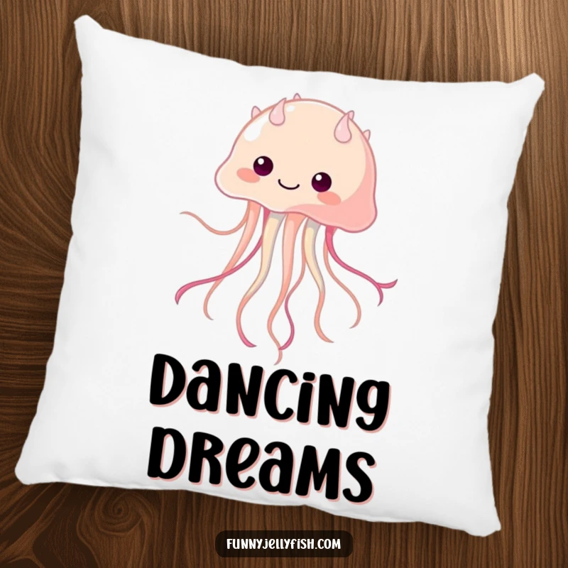 Funny Kawaii Jellyfish Pillow, depicting a graceful dancer with wiggling tentacles, offering plush comfort and a humorous, charming accent for any room.