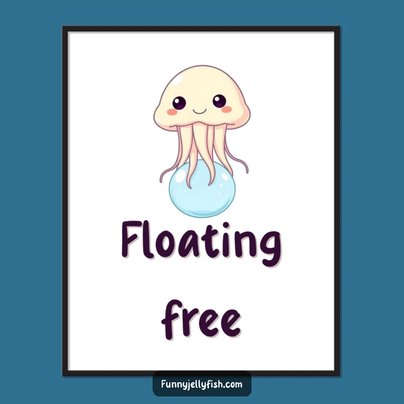 Funny Jellyfish Bubble Bounce Digital Art Print - Hilarious Ocean Decor Gift