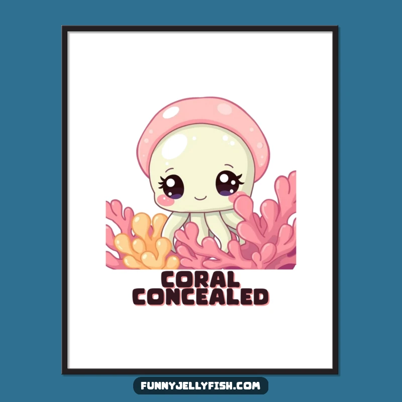 Funny Curious Jellyfish Digital Art: Sparkling Eyes Peeking Perfect Instant Gift