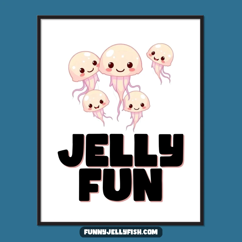 Funny Giggling Jellyfish Circle Digital Art Print - Hilarious Wall Decor Gift