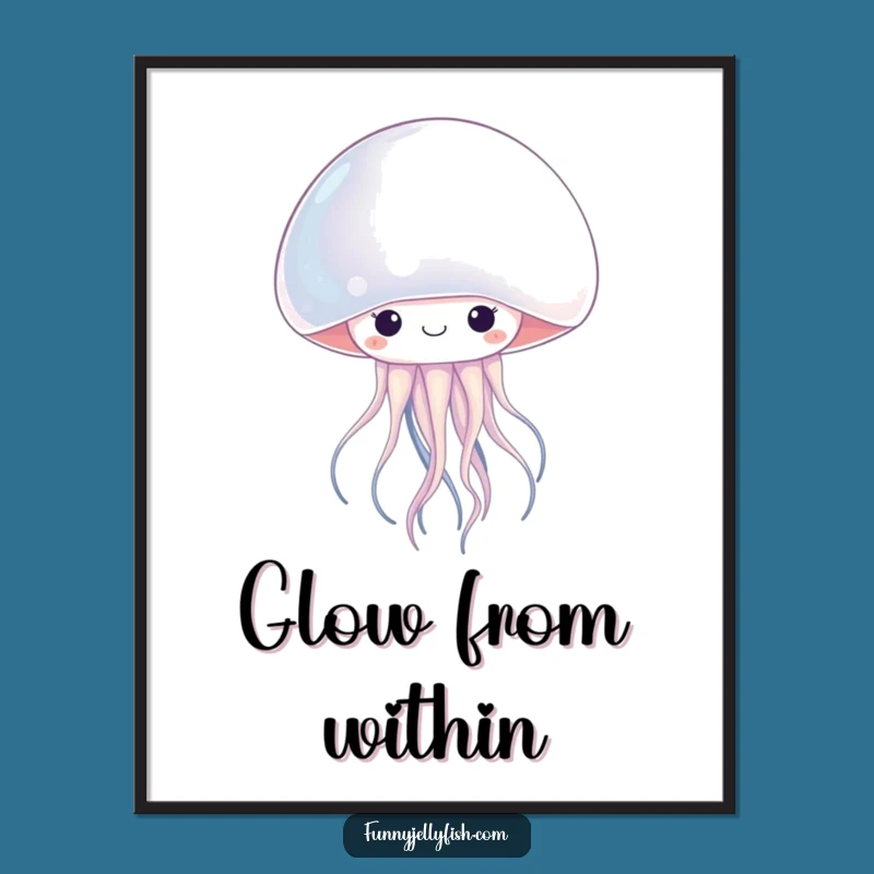 Funny Kawaii Jellyfish Pearl Digital Art: Cute Ocean Decor, Hilarious Humorous Gift