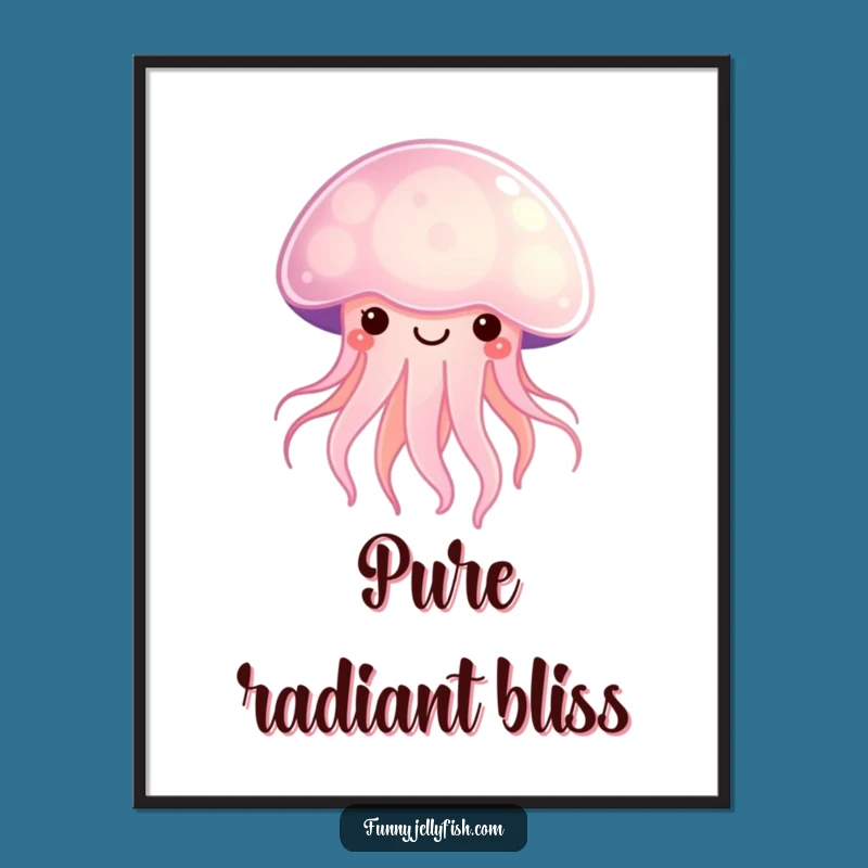 Funny Kawaii Jellyfish Digital Art - Radiant Glow Creation, Humorous Decor