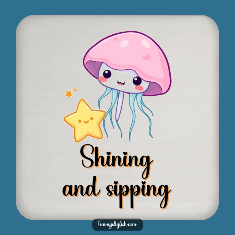 Funny Kawaii Jellyfish Star Coaster: Cute Bouncing Creature, Perfect Table Funny Gift