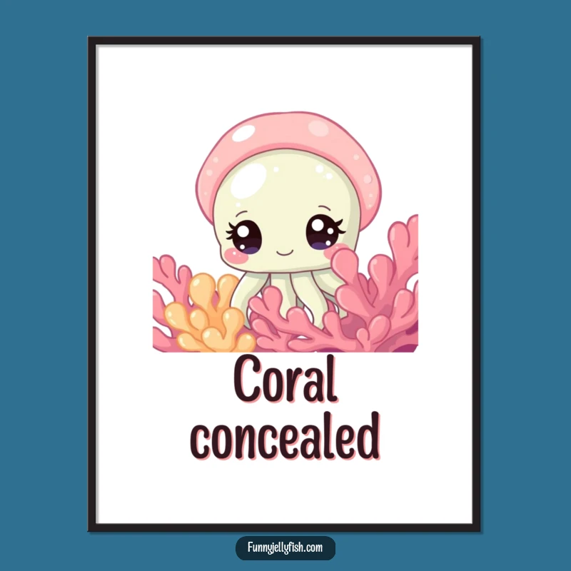Funny Curious Jellyfish Poster: Sparkling Eyes Peeking Perfect Wall Art