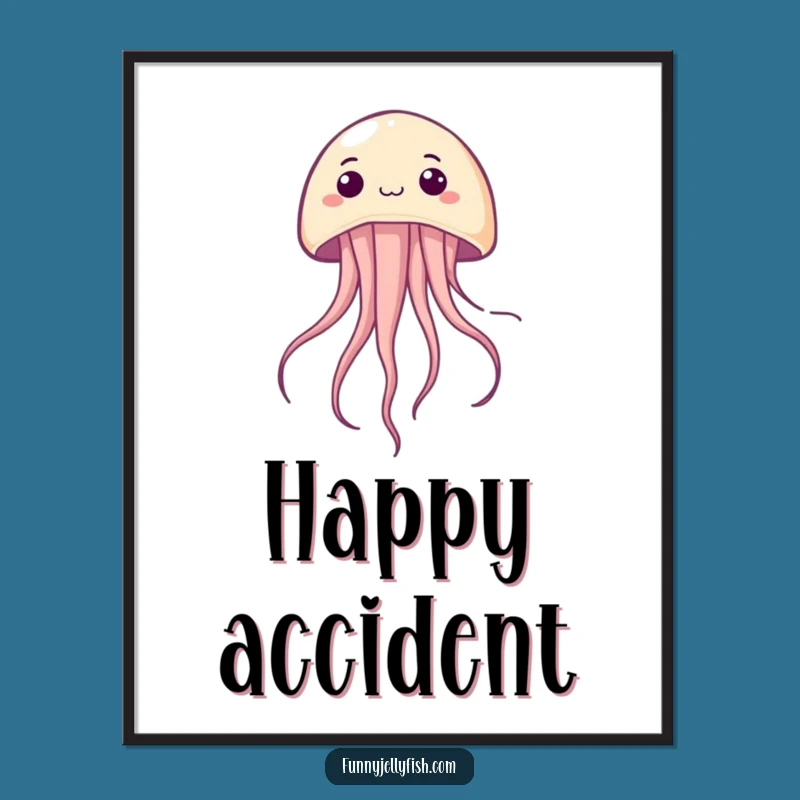 Funny Kawaii Jellyfish Upside Down Poster - Whimsical Wall Art