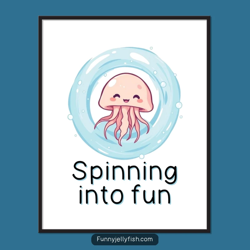 Funny Kawaii Jellyfish Vortex Poster: Giggling Spinner, Perfect Quirky Wall Art Gift