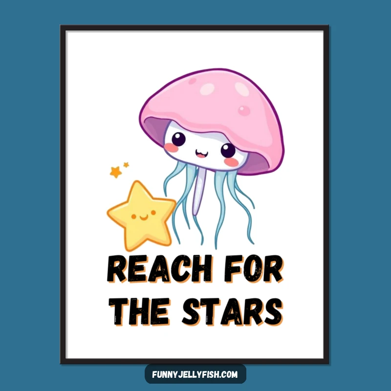 Funny Kawaii Jellyfish Star Poster: Playful Creature, Perfect Quirky Wall Art Gift