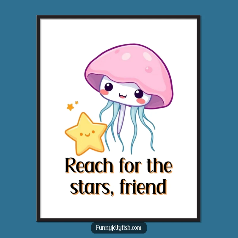 Free Printable Wall Art: Kawaii Jellyfish's Star Game, a Funny Downloadable Decor Piece