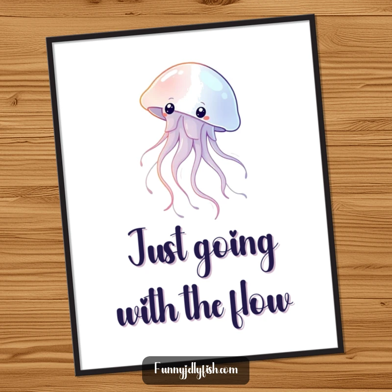Elegant Free Printable Wall Art: A graceful jellyfish floats with long, shimmering tentacles, creating a mesmerizing underwater scene, perfect for DIY decor.