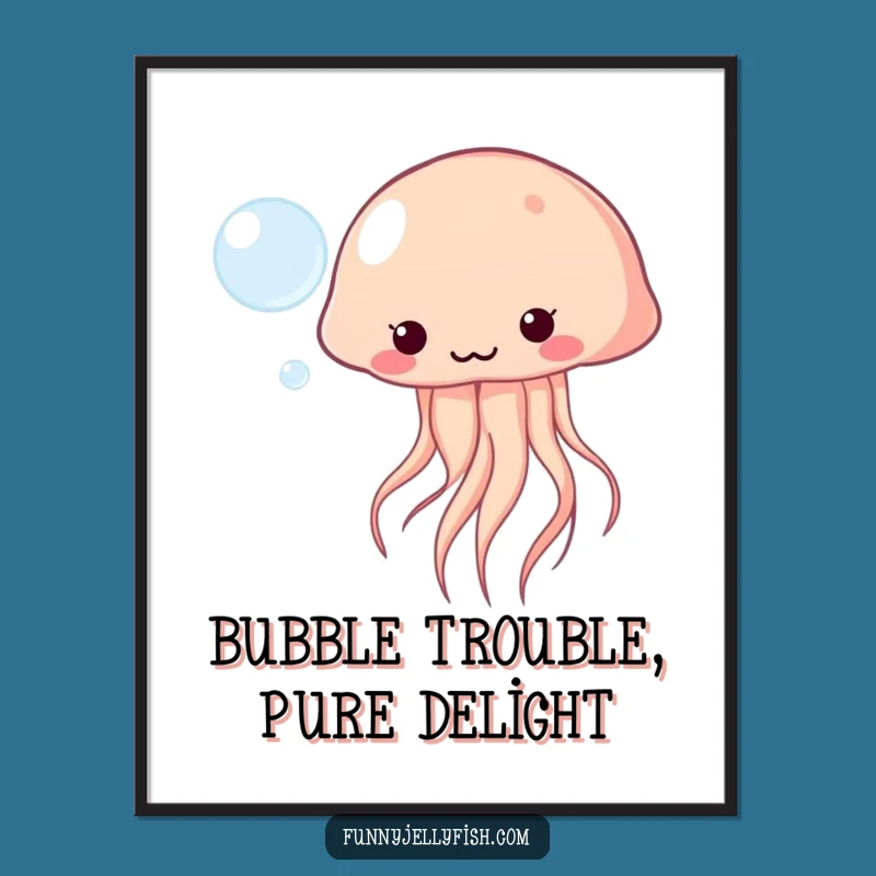 Funny Free Printable Wall Art: Kawaii Jellyfish Bubble Fun - Cute Decor