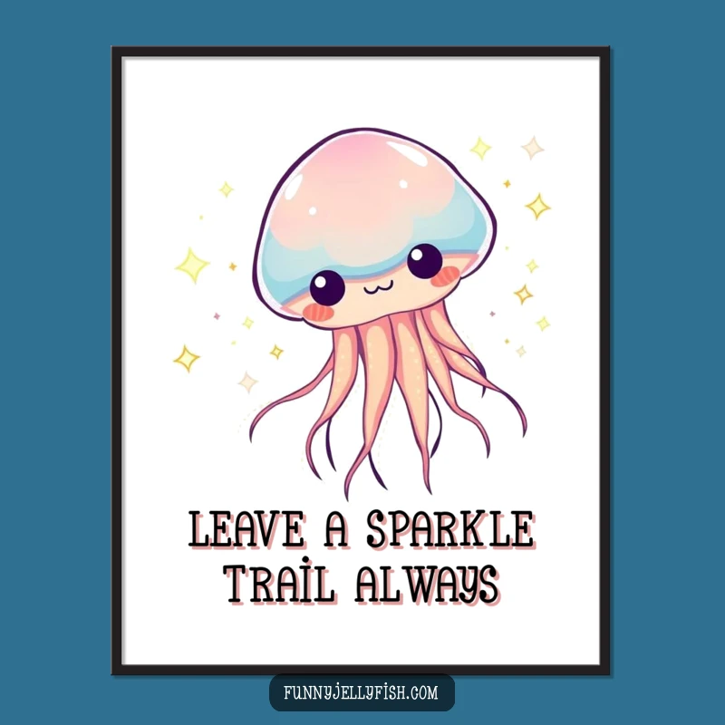 Free Printable Wall Art: Zooming Jellyfish Sparkle - Funny Downloadable Decor