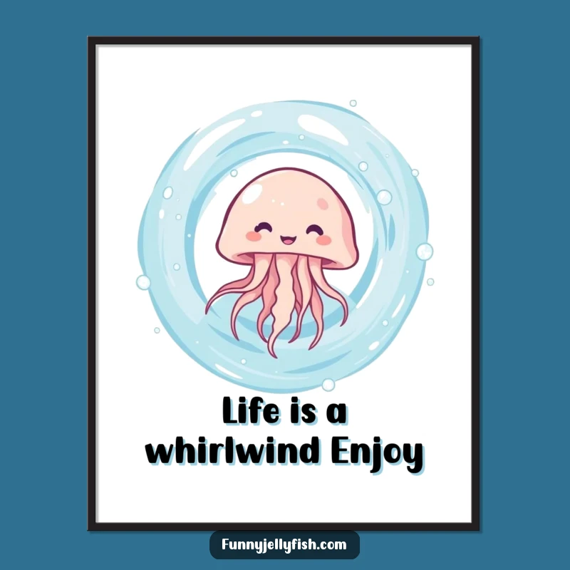 Free Printable Wall Art: Kawaii Jellyfish's Vortex Dance, a Funny Downloadable Decor Piece