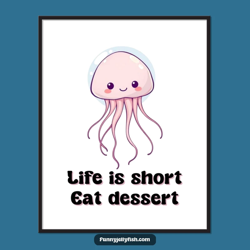 Free Printable Wall Art: Kawaii Jellyfish's Upward Journey, a Funny Downloadable Decor Piece