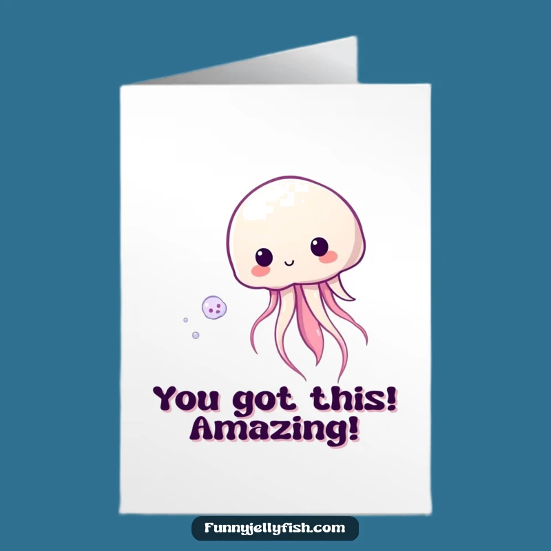 Free Printable Congrats Card: Jellyfish Chase, Humorous Downloadable Celebration of Success