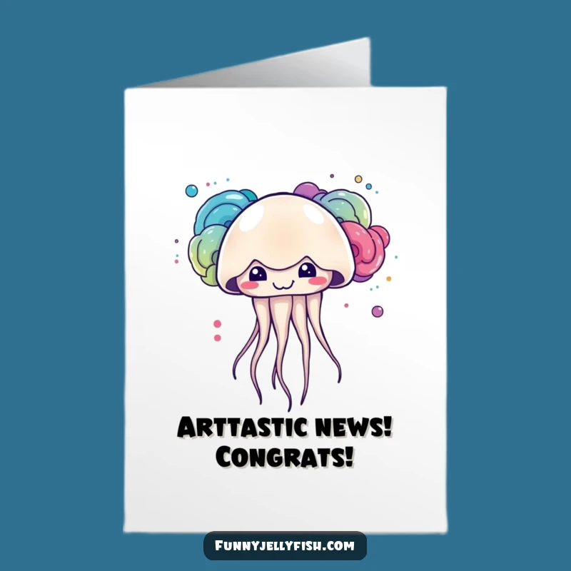 Free Printable Congrats Card: Jellyfish's Colorful Ink for a Funny Downloadable Celebration