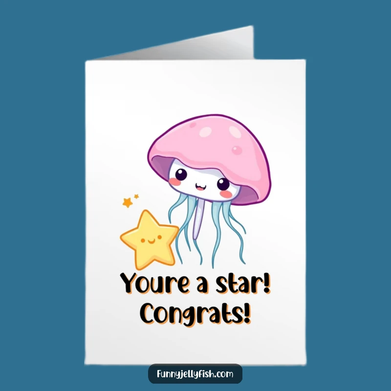 Free Printable Congrats Card: Jellyfish's Star Bounce for a Funny Downloadable Celebration