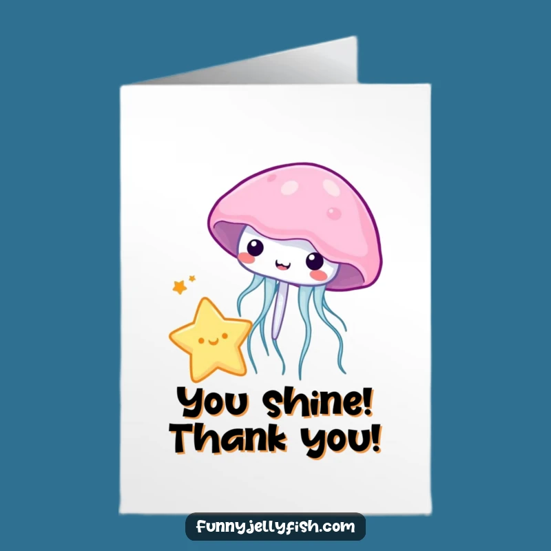 Free Printable Thank You Card: Kawaii Jellyfish's Star Gift, a Funny Downloadable Thanks
