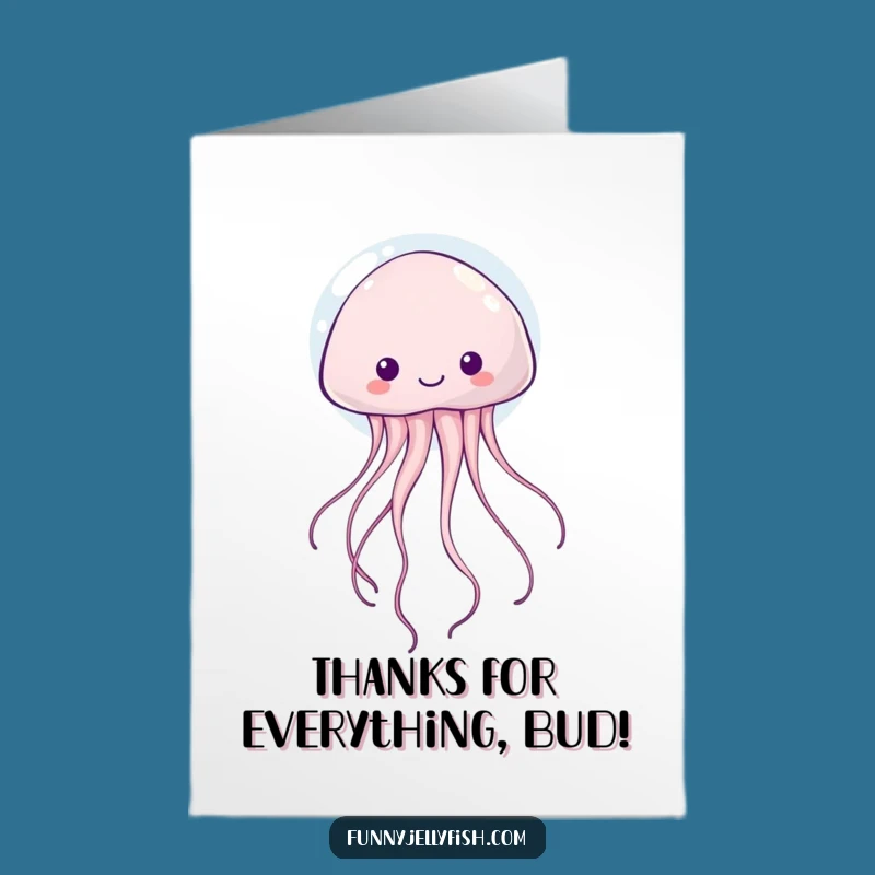 Free Printable Thank You Card: Kawaii Jellyfish Bubbles with Gratitude, a Funny Downloadable Gift