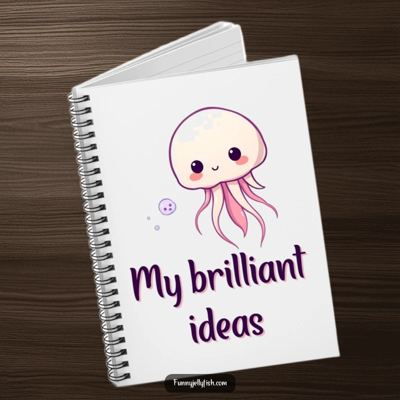 Funny Kawaii Jellyfish Notebook with a cute jellyfish playfully chasing plankton, great for notes and creative writing.