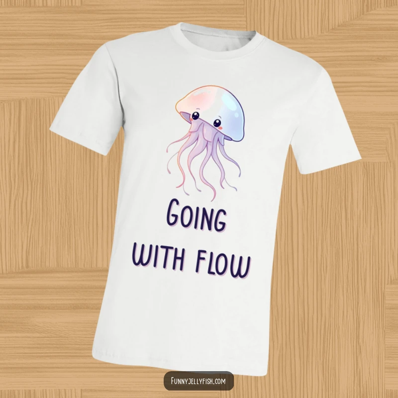 Funny T-Shirt featuring a Graceful Jellyfish Floating with Flowing, Shimmering Tentacles, elegant design