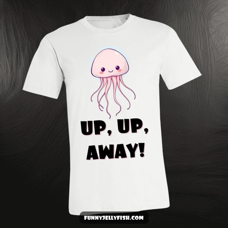 Funny kawaii jellyfish with trailing, wiggly tentacles floating happily inside a bubble on this charming t-shirt.
