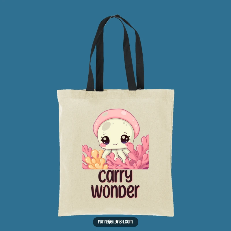 Funny Curious Jellyfish Tote Bag: Sparkling Eyes Peeking Perfect Gift